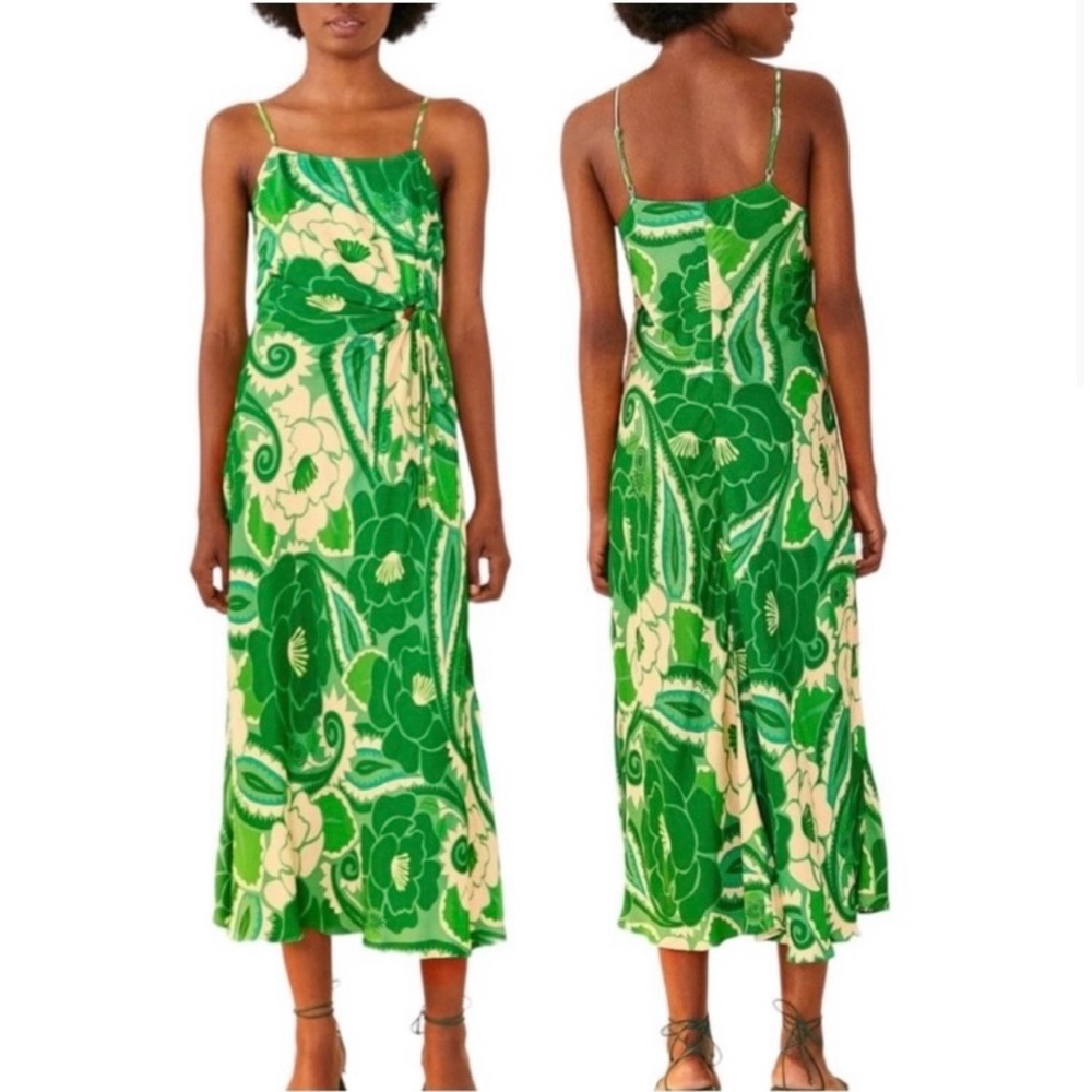 Farm Rio Tropical Green Circle Cut Out Dress Size Small